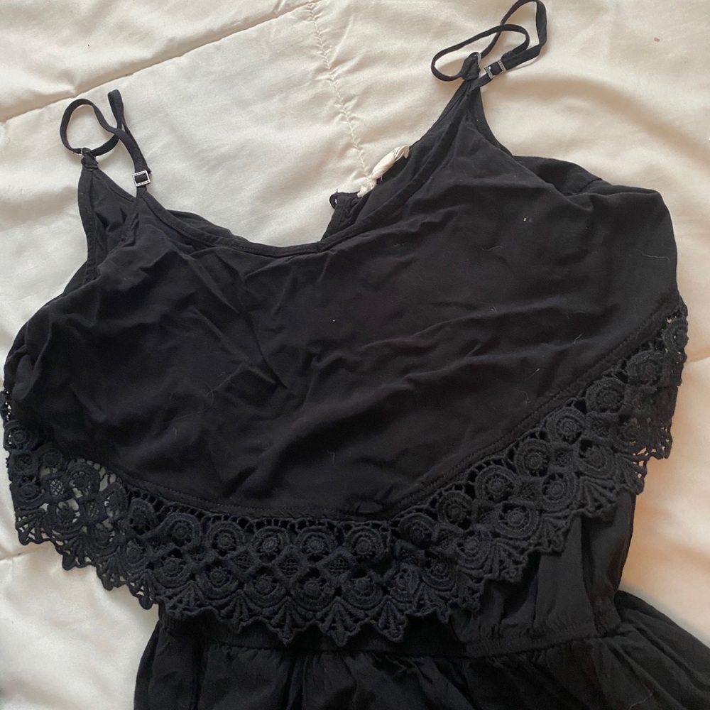 Black lace trimmed Garage romper